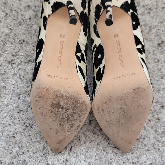 Black & White Leopard Manolo Blahnik Pumps Size 38 - Picture 3 of 4